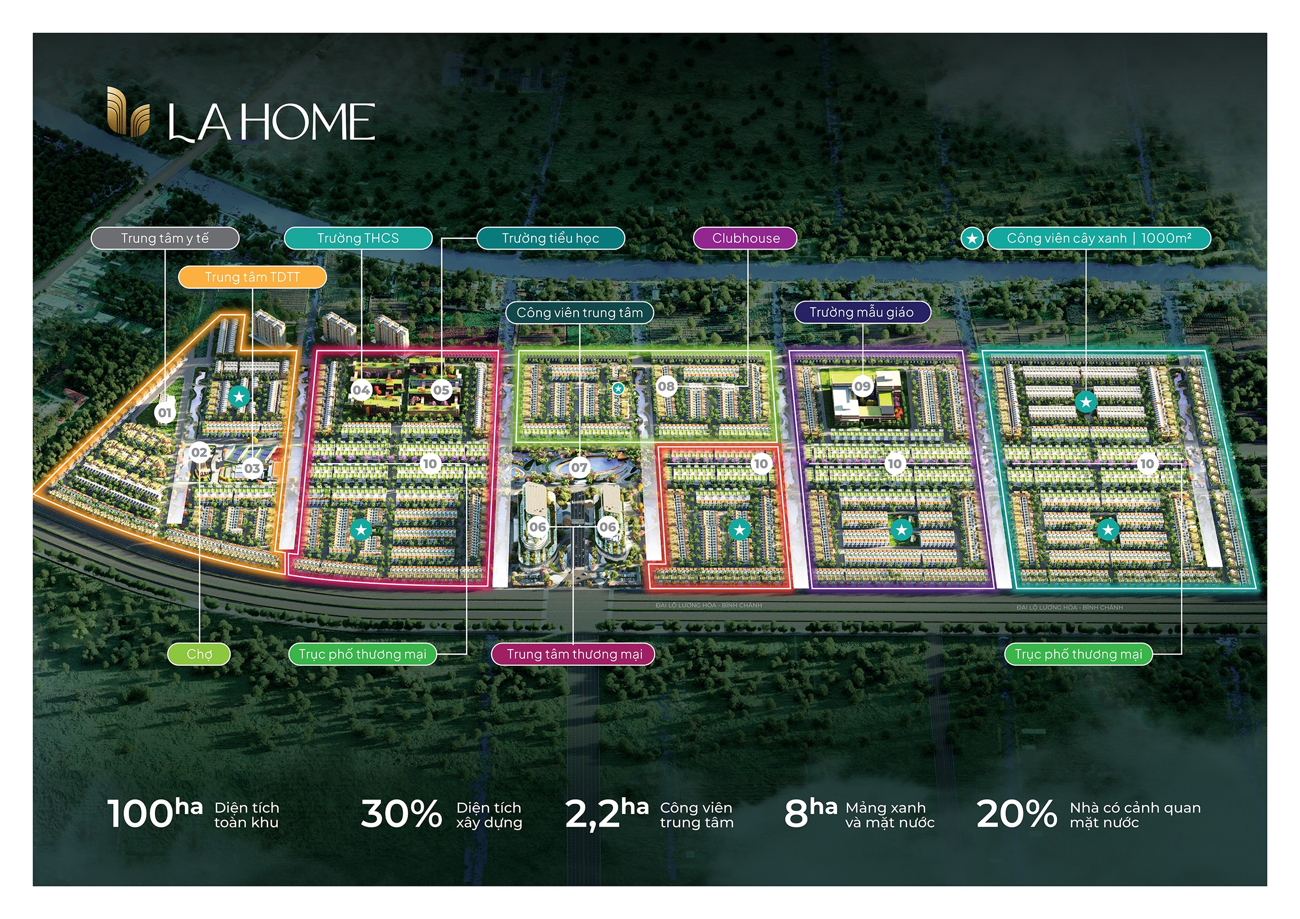 phối cảnh mặt bằng TIỆN ÍCH khu đô thị Lahome Long An Prodezi