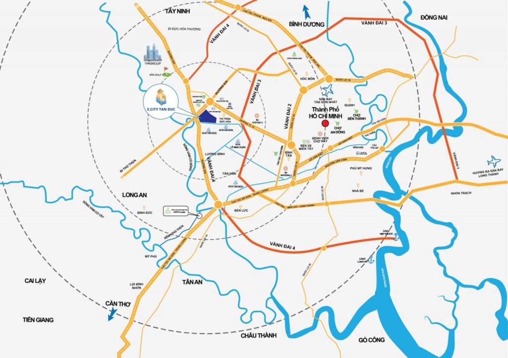 vị trí khu đô thị e.city tân đức