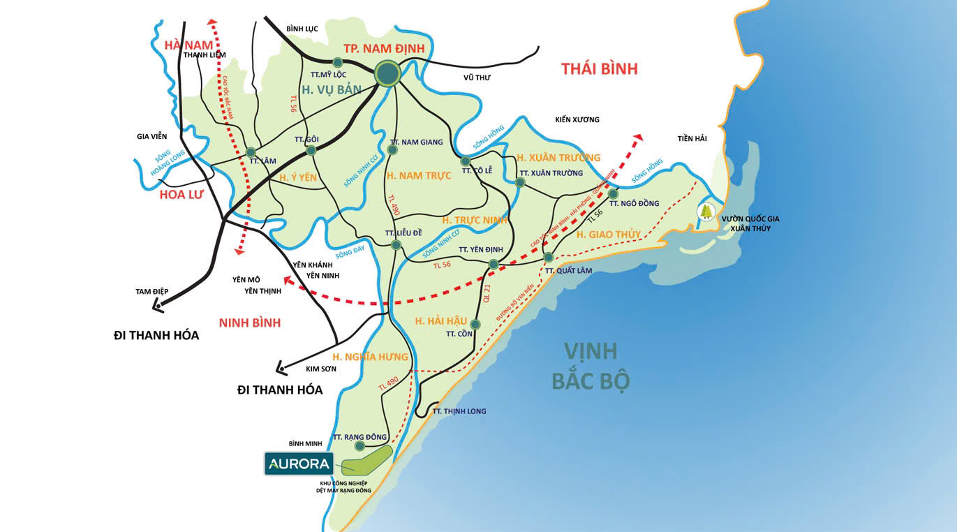 Vị trí dự án khu công nghiệp rạng đông aurora ip